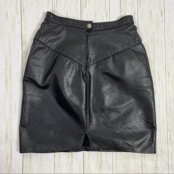 Vintage Steer Brand Black Leather Mini Skirt - Picture 6 of 6
